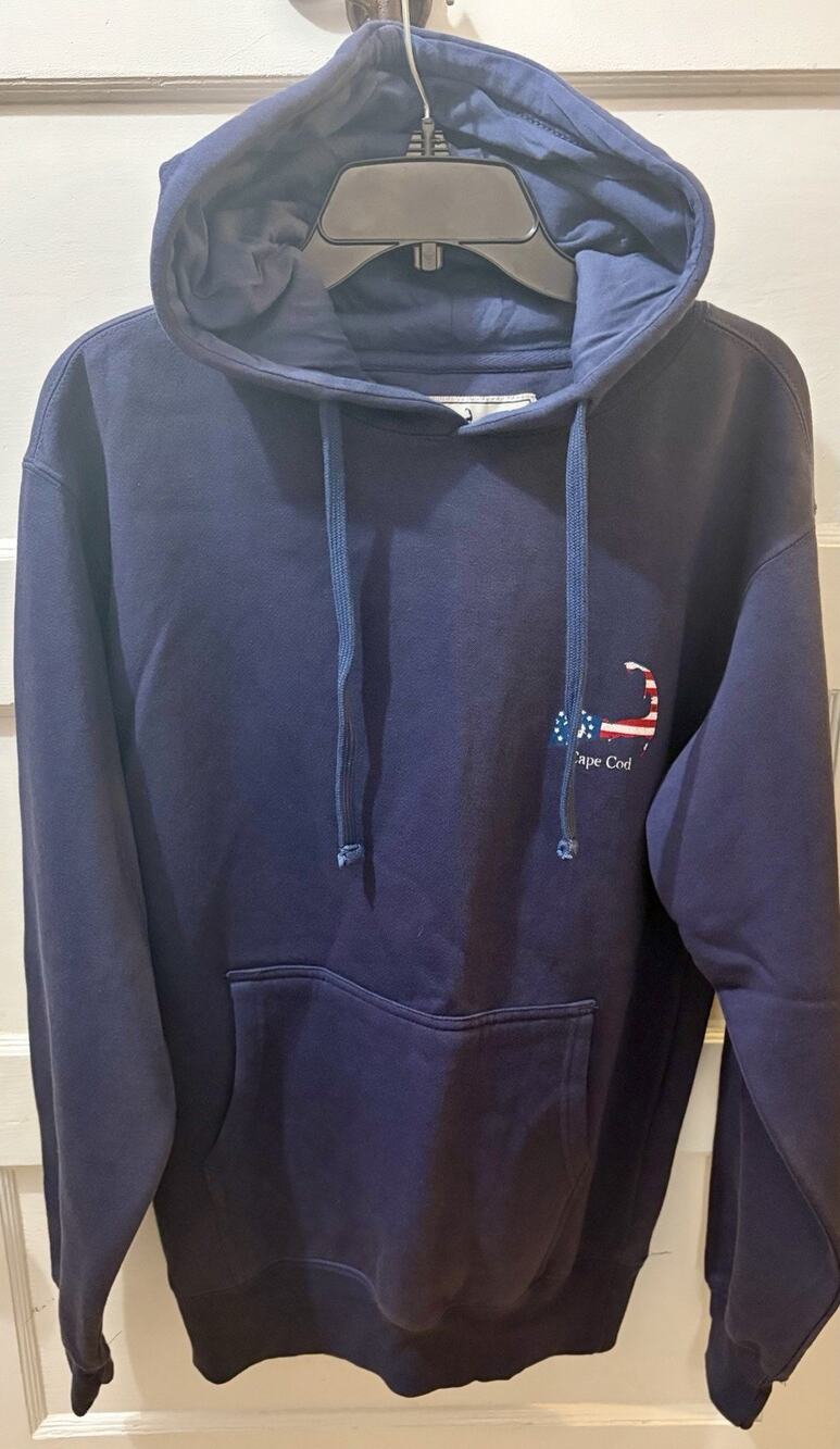 H25 Cape Cod Cuffys Hoodie Mens M Blue Cotton Blend Graphic Sporty Casual